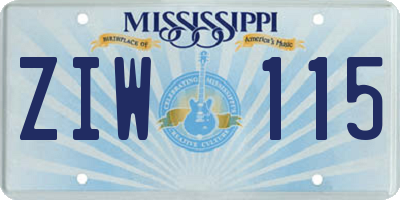 MS license plate ZIW115