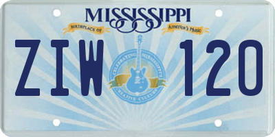 MS license plate ZIW120