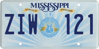 MS license plate ZIW121