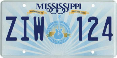 MS license plate ZIW124