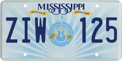 MS license plate ZIW125