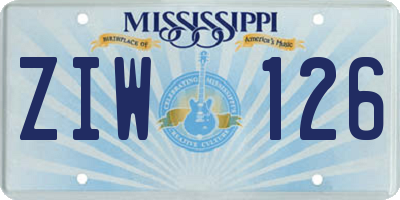 MS license plate ZIW126