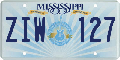 MS license plate ZIW127