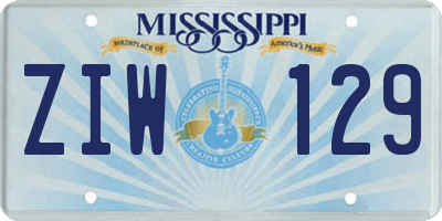 MS license plate ZIW129