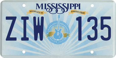MS license plate ZIW135