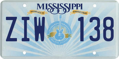 MS license plate ZIW138