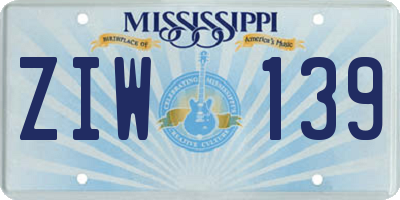 MS license plate ZIW139