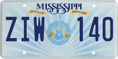 MS license plate ZIW140