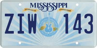MS license plate ZIW143