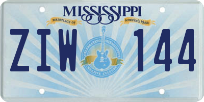 MS license plate ZIW144