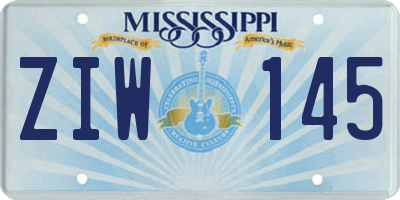 MS license plate ZIW145