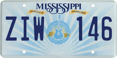 MS license plate ZIW146