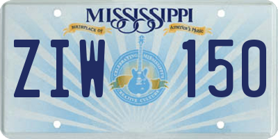MS license plate ZIW150