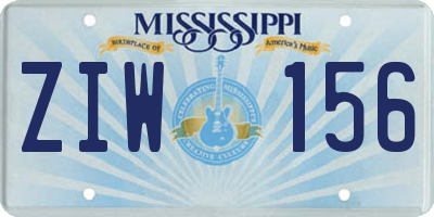 MS license plate ZIW156