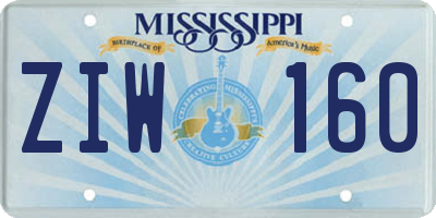 MS license plate ZIW160