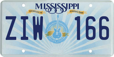 MS license plate ZIW166