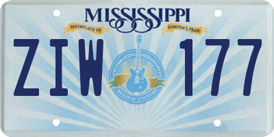 MS license plate ZIW177