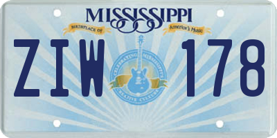MS license plate ZIW178