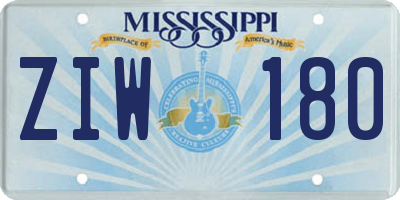 MS license plate ZIW180