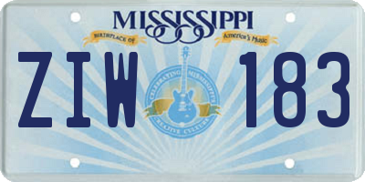 MS license plate ZIW183