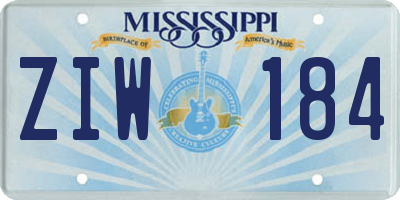 MS license plate ZIW184