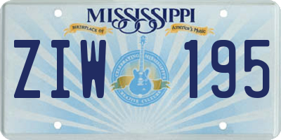 MS license plate ZIW195