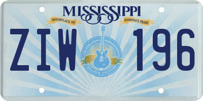 MS license plate ZIW196