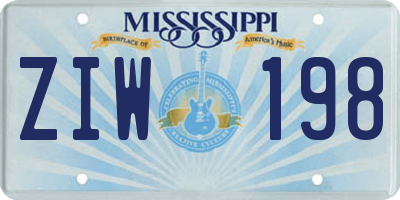 MS license plate ZIW198