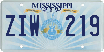 MS license plate ZIW219