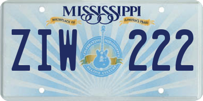 MS license plate ZIW222