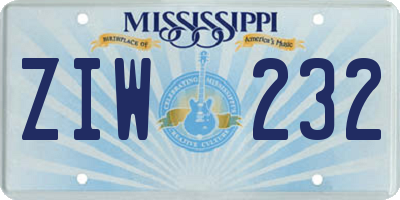 MS license plate ZIW232