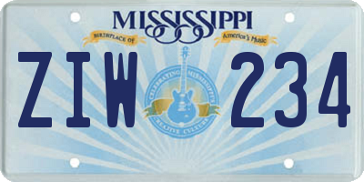 MS license plate ZIW234