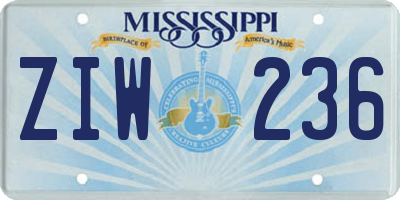 MS license plate ZIW236