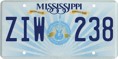 MS license plate ZIW238