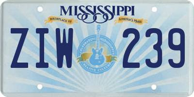 MS license plate ZIW239