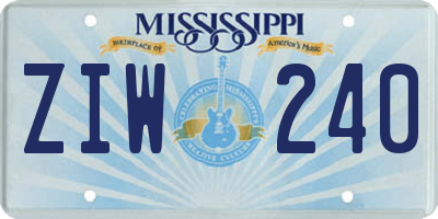 MS license plate ZIW240