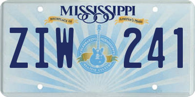 MS license plate ZIW241