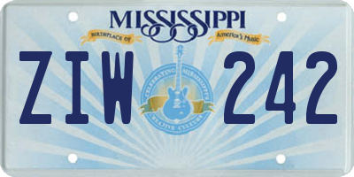 MS license plate ZIW242