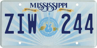 MS license plate ZIW244