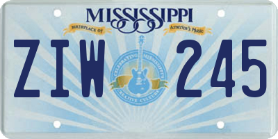MS license plate ZIW245