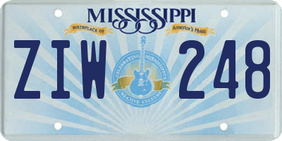 MS license plate ZIW248