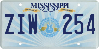 MS license plate ZIW254