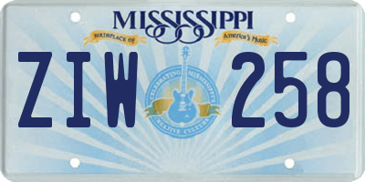 MS license plate ZIW258