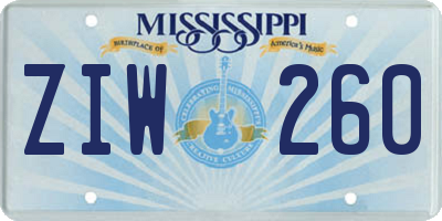 MS license plate ZIW260