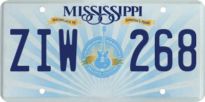 MS license plate ZIW268