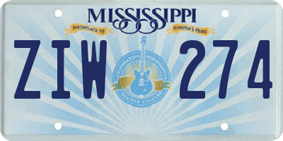 MS license plate ZIW274