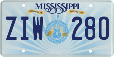 MS license plate ZIW280