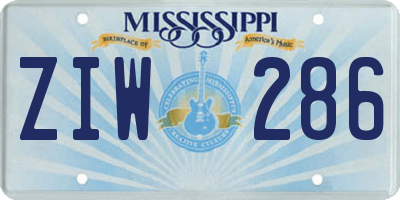 MS license plate ZIW286