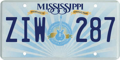 MS license plate ZIW287