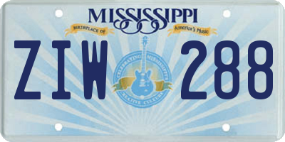 MS license plate ZIW288